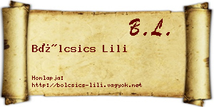 Bölcsics Lili névjegykártya